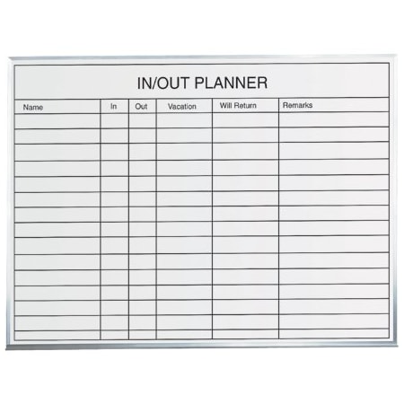 Bsc Preferred 3 x 2' In/Out Staff Dry Erase Board BINOUTA3624